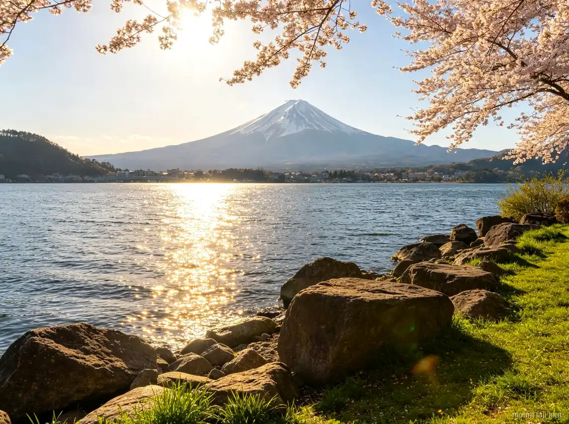 Parada fotográfica en la retro calle de la tienda de relojes Hikawa cerca del Monte Fuji